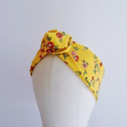 Bandeau twist jaune fleuri