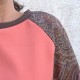 Sweatshirt corail manche motif cachemire